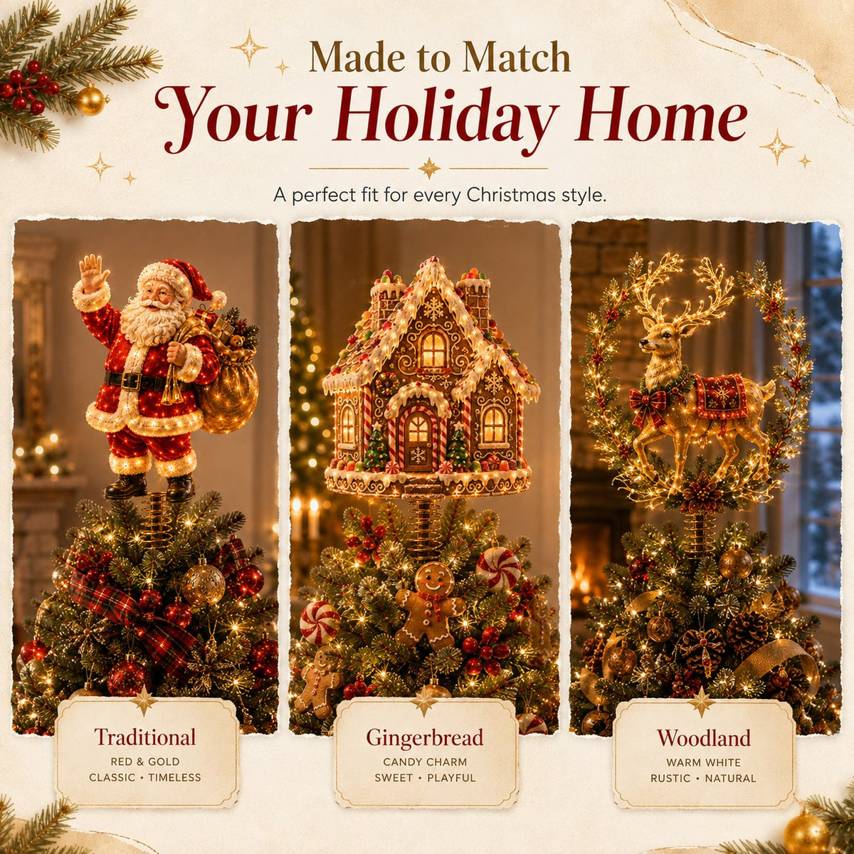 ⏳ Last Day 50% OFF – 🎅  Lighted Christmas Tree Topper Collection ✨