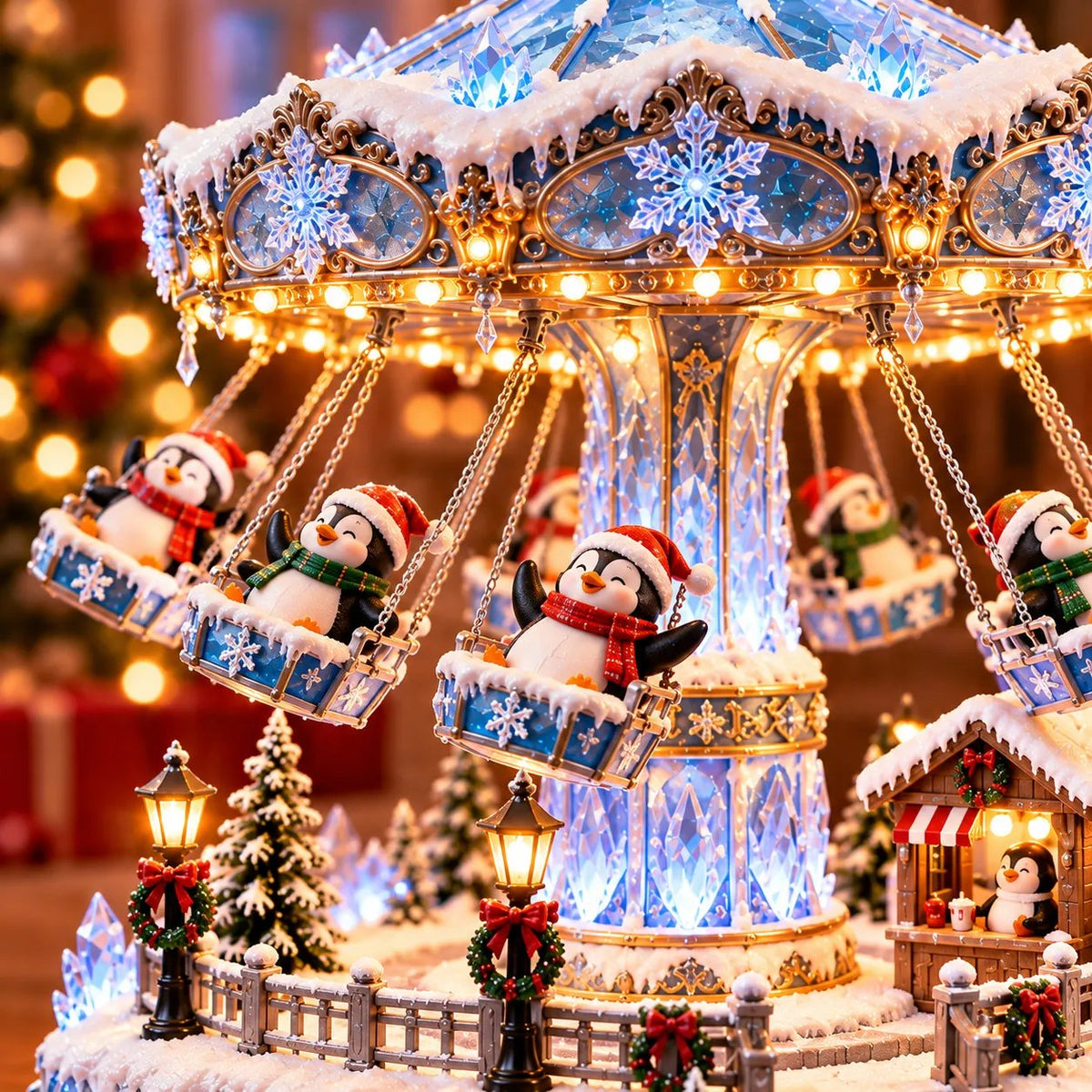 🎄 Christmas offer: 49% off! 🐧 Penguin Winter Swing Carnival – Rotating Christmas decoration with lights ❄️✨
