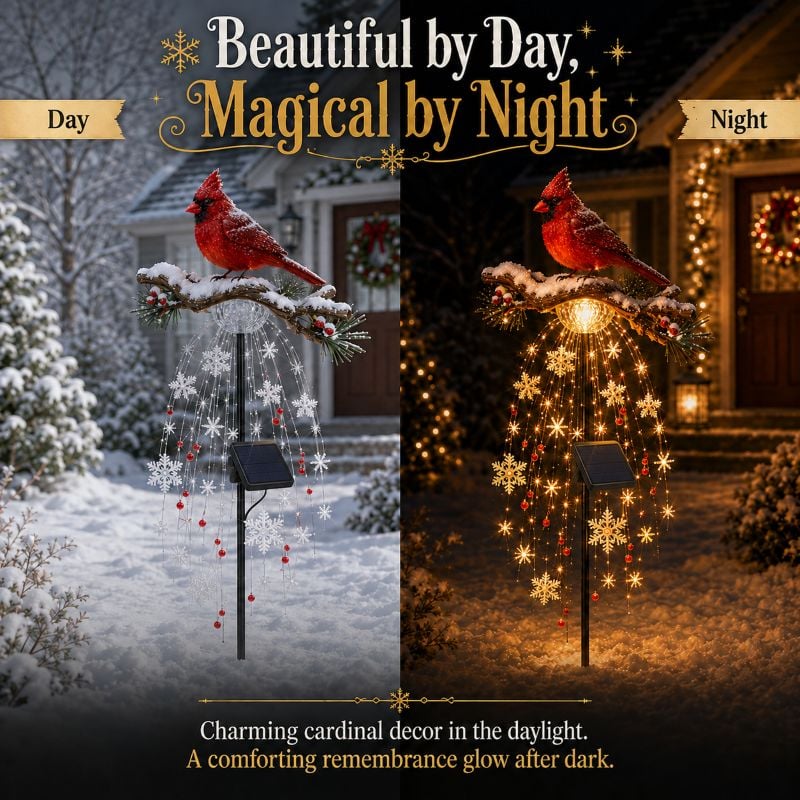 🎉🎉49% OFF This Week Promotions❤️ Cardinal Memory Fountain – Lighted Christmas Remembrance Garden Decor