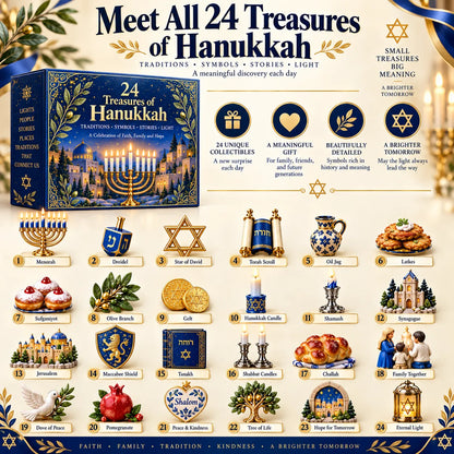 🔥Buy 2 Get 20% OFF🔥24 Treasures of Hanukkah – Traditions, Symbols & Light Countdown Calendar