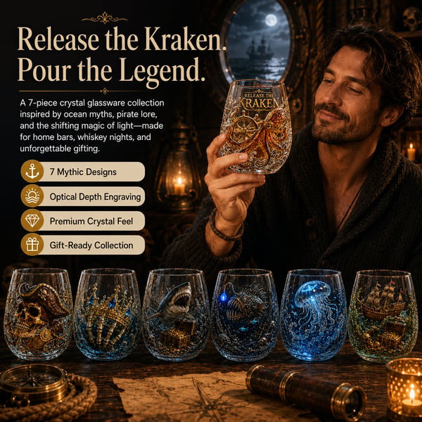 🌊 Legendary Ocean Treasure Crystal Set for Whiskey Lovers & Home Bar Collectors ⚓✨
