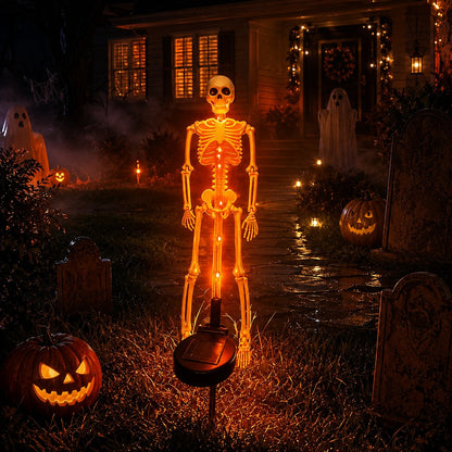 🔥HOT SALE💜💀 Solar Skeleton Yard Stake – Spooky Halloween Outdoor Light Decoration