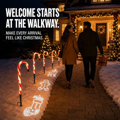 ✨🎄Solar Candy Cane Projector Pathway Lights – Light the Way to Christmas