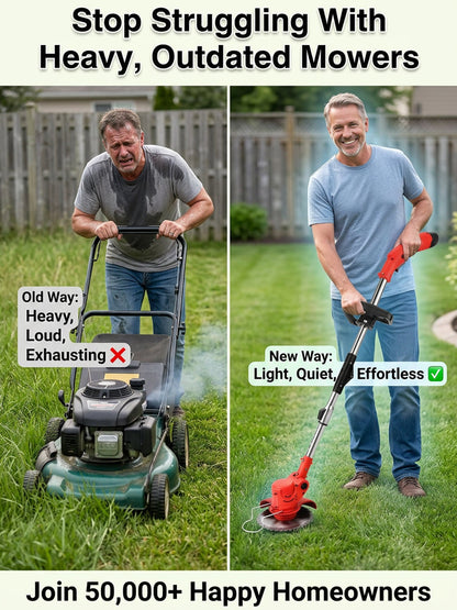 🌿 Lightweight Cordless Grass Trimmer Quiet 9000 RPM Powerful Long Battery Life Foldable Easy Storage