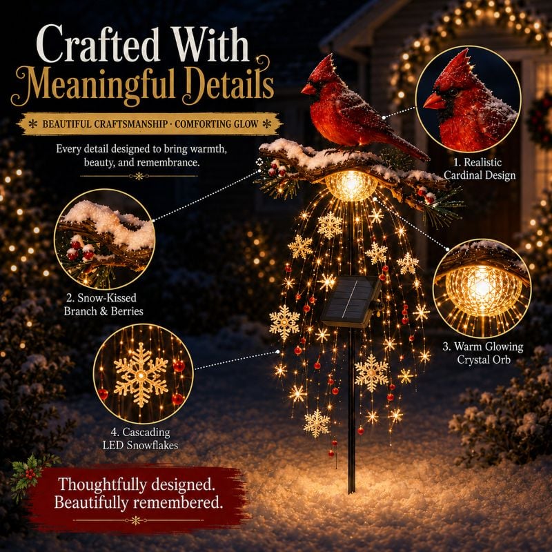 🎉🎉49% OFF This Week Promotions❤️ Cardinal Memory Fountain – Lighted Christmas Remembrance Garden Decor