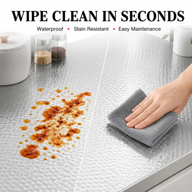 Self-Adhesive Aluminum Foil Kitchen Backsplash Wallpaper, 15.7x118in Oil-Proof Waterproof Heat-Resistant Easy-Clean Peel-and-Stick Silver Contact Paper for Countertops, Cabinets