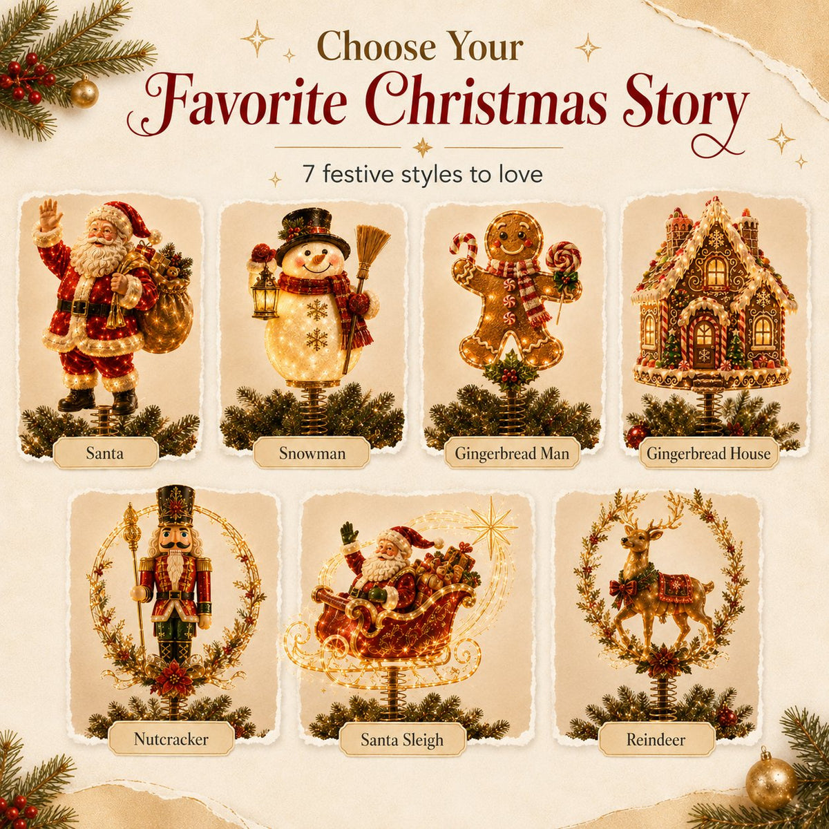 ⏳ Last Day 50% OFF – 🎅  Lighted Christmas Tree Topper Collection ✨