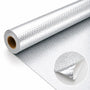 Self-Adhesive Aluminum Foil Kitchen Backsplash Wallpaper, 15.7x118in Oil-Proof Waterproof Heat-Resistant Easy-Clean Peel-and-Stick Silver Contact Paper for Countertops, Cabinets