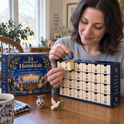 🔥Buy 2 Get 20% OFF🔥24 Treasures of Hanukkah – Traditions, Symbols & Light Countdown Calendar