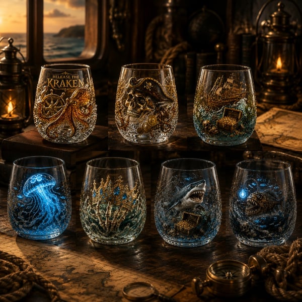 🌊 Legendary Ocean Treasure Crystal Set for Whiskey Lovers & Home Bar Collectors ⚓✨