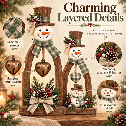 🤎Rustic Vintage Snowman Tabletop Decor Set ☃️