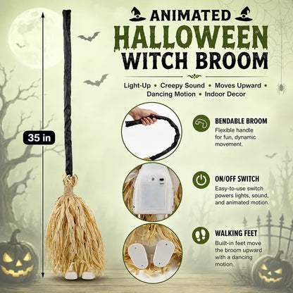 🧙‍♀️Buy 2 Get 20% OFF🧹Animated Moving Witch Broom with Light & Sound