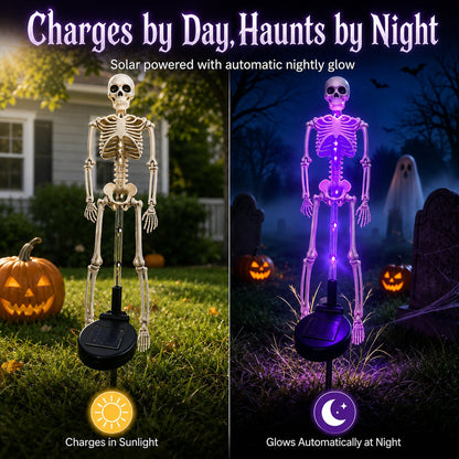 🔥HOT SALE💜💀 Solar Skeleton Yard Stake – Spooky Halloween Outdoor Light Decoration