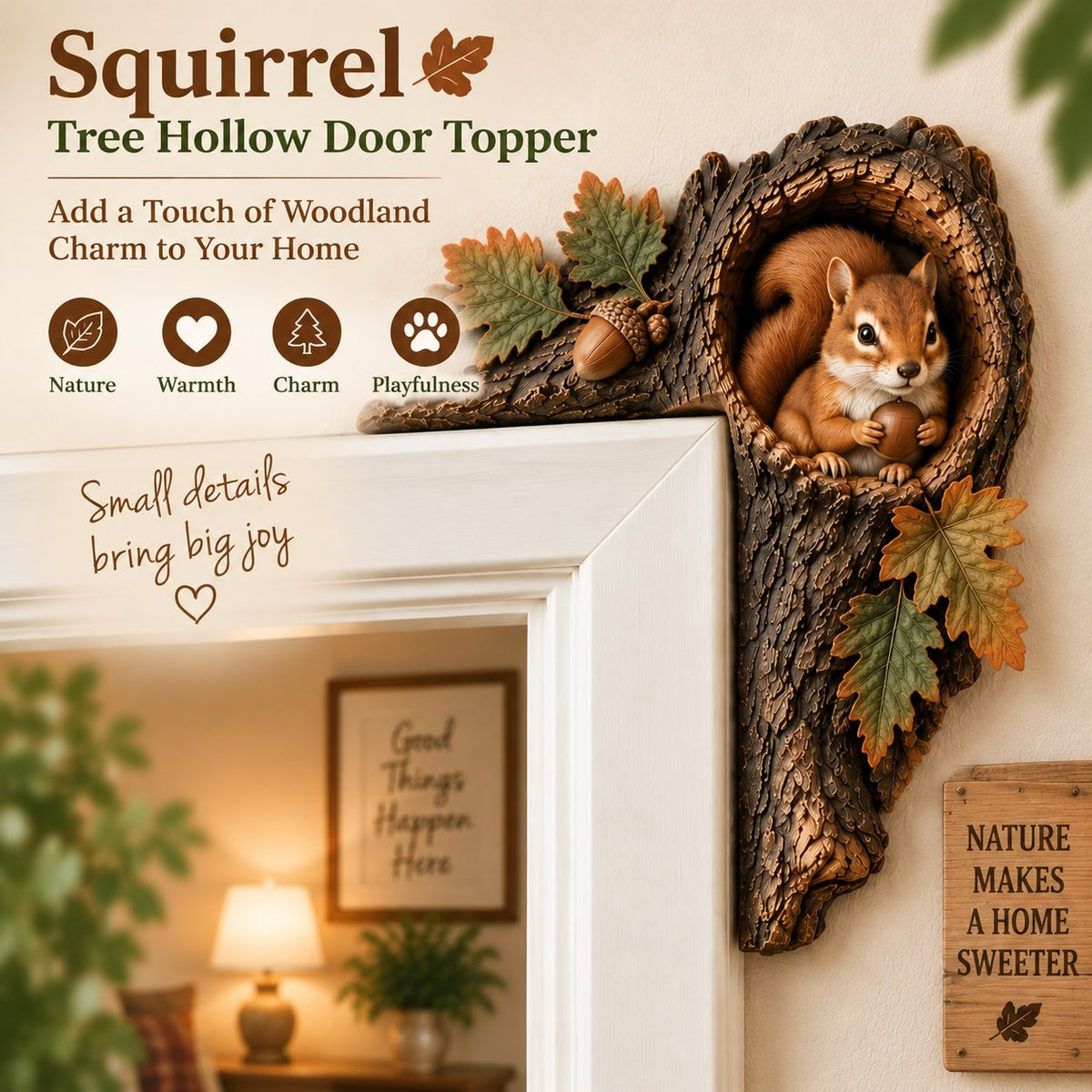 ⏰LAST DAY 50% OFF 🐿️ Chipmunk Tree Hollow Door Topper | Woodland Animal Doorway Decor For Cozy Nature Homes