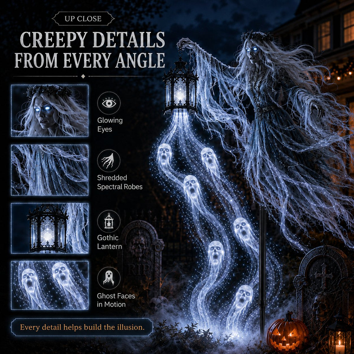 🔥Today 59% OFF🎁 - 💀Halloween Ghostly Animated Cemetery Lights