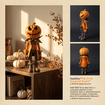 🎁✨️Only $38.98 This Week🌟🎃 Halloween Pumpkin Man Figurine – 👻Whimsical Autumn Tabletop Décor
