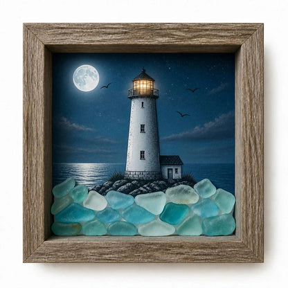 🌊✨ Coastal Lighthouse Sea Glass Night Light – Bring The Ocean Home