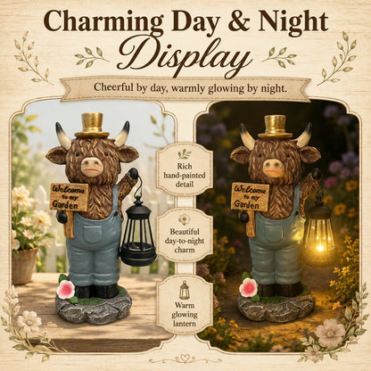 🔥HOT SALE 49% OFF🐮Handcrafted Highland Cow Solar Garden Lantern Statue – Cozy Farmhouse Outdoor Decor