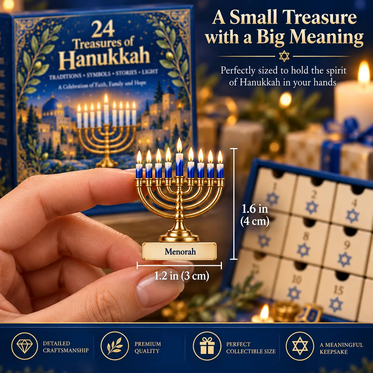🔥Buy 2 Get 20% OFF🔥24 Treasures of Hanukkah – Traditions, Symbols & Light Countdown Calendar