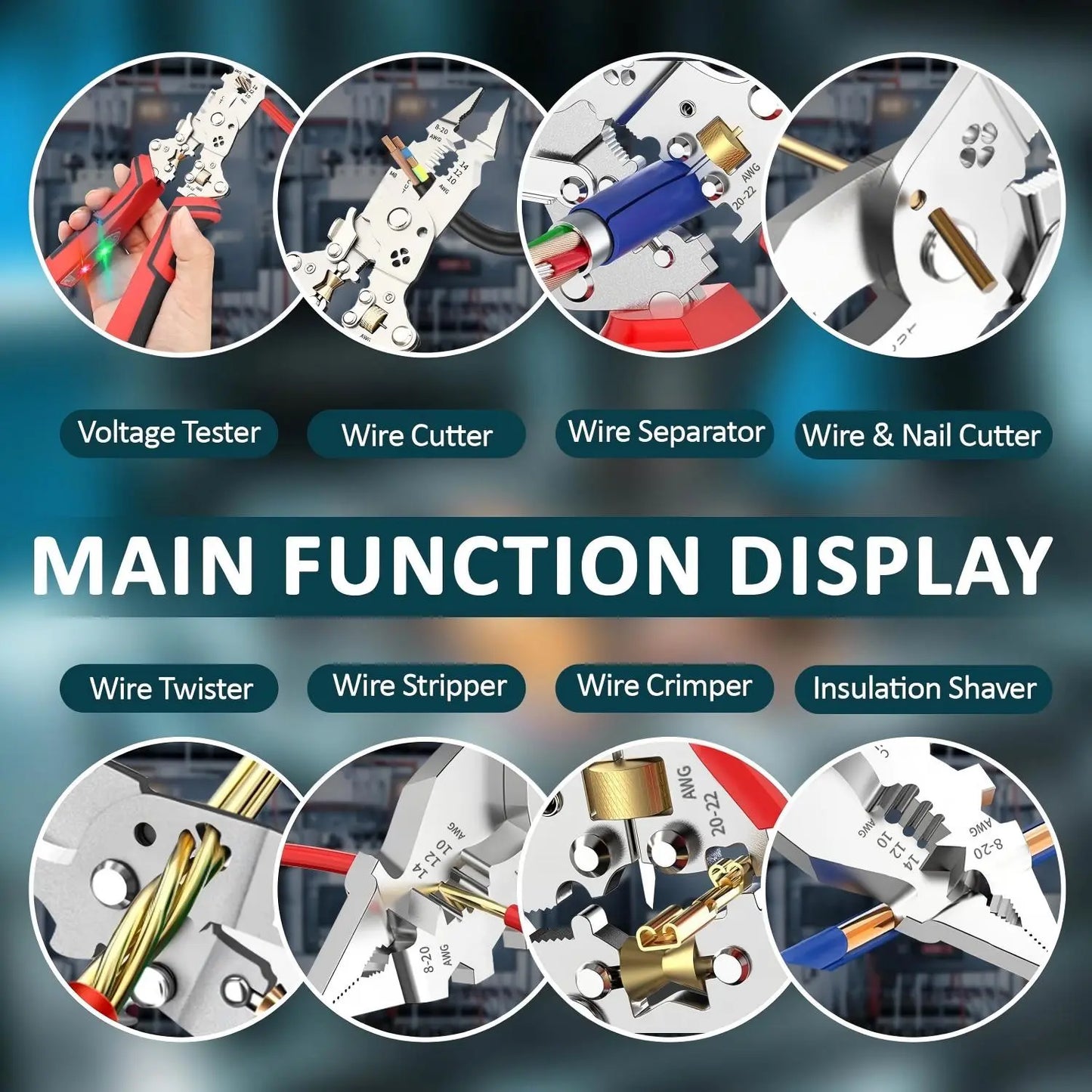 🔧 16-in-1 Wire Strippers | Heavy-Duty Electrical Pliers with Alarm