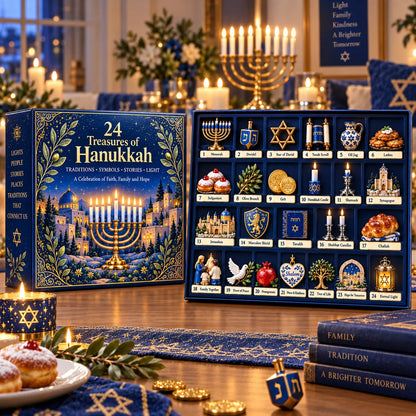 🔥Buy 2 Get 20% OFF🔥24 Treasures of Hanukkah – Traditions, Symbols & Light Countdown Calendar