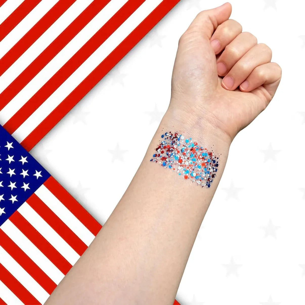 🦅4th of July Glitter Stick✨🔔Red, White & Blue Body & Hair Sparkle