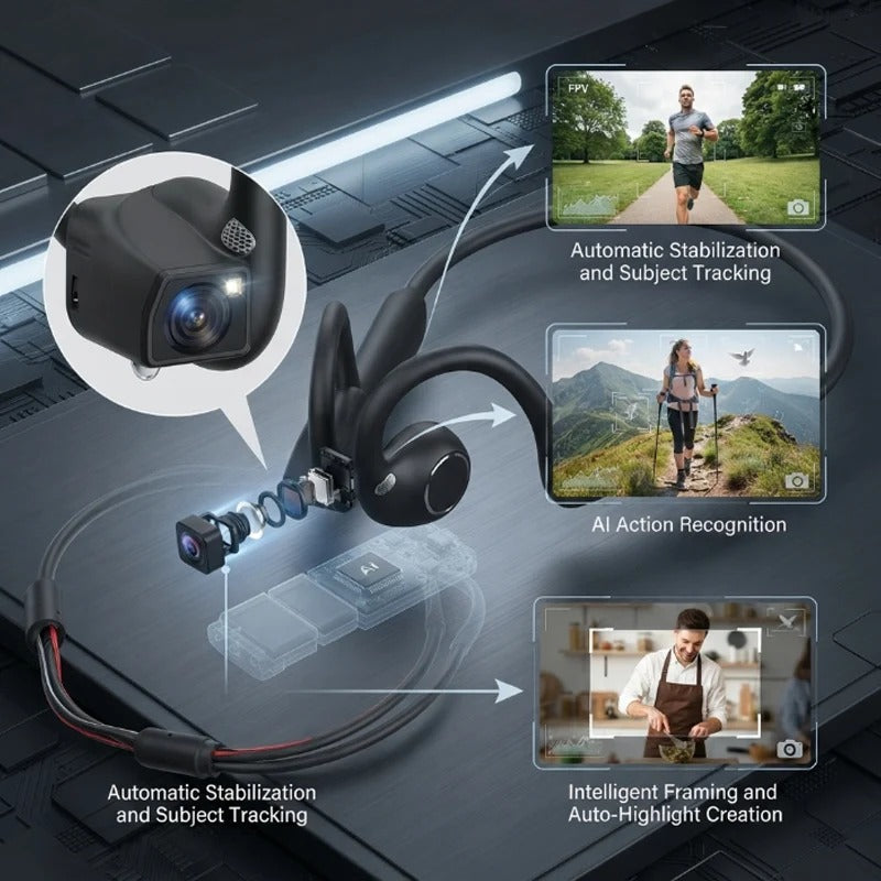 AI Camera Open Ear Headphones