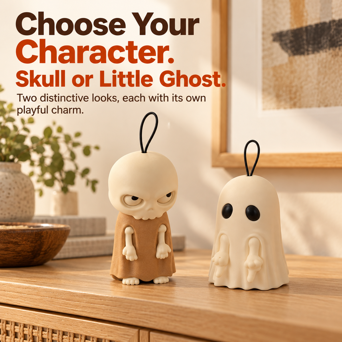 👻 Pull-to-Reveal Ghost & Skull Figurines – Playful Desk Decor & Quirky Gift