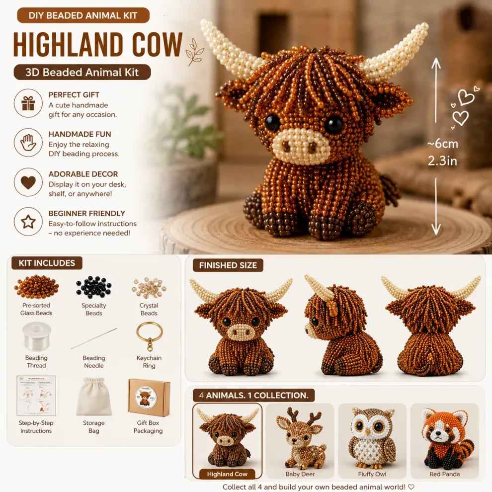 🏆Limited Time Sale 50% OFF🧵✨Petite 3D Beaded Animal Craft Kit